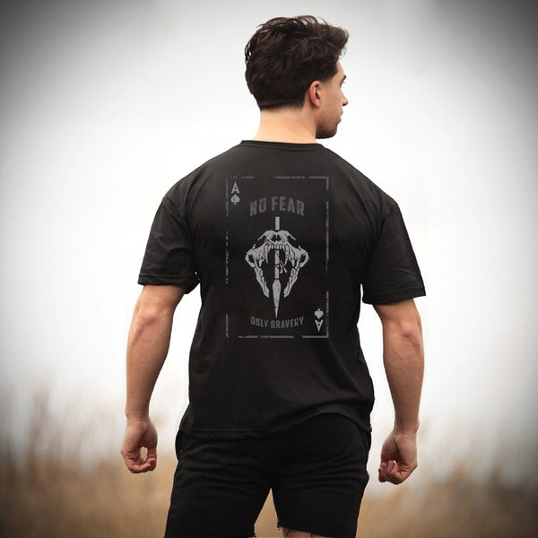 //03-SP1 | Shadow Ops T-Shirt - Onyx "No Fear, Only Bravery" (Oversized) - Spartathletics