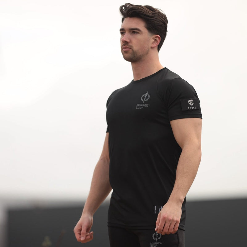 //03-SP1 | Shadow Ops T-Shirt - Onyx (Performance Line - Fully Customizable) - Spartathletics