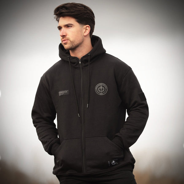 //03-SP1 | Shadow Ops Zippered Sweater - Onyx (Fully Customizable)