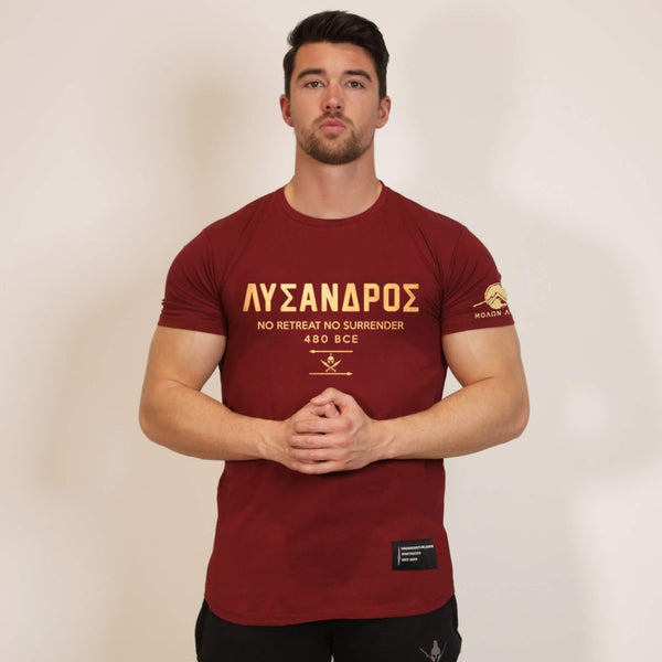 Nemesis T-Shirt - Burgundy x Gold (Lysander) - Spartathletics
